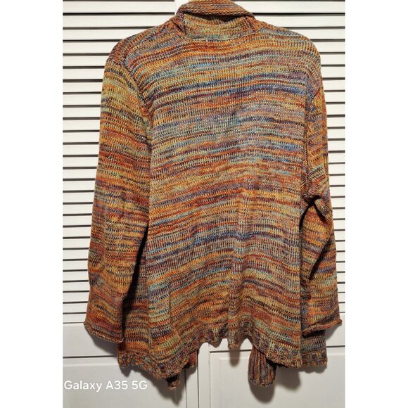 Multicolor Woman Within Open Cardigan Sweater Size 1X 100% Acrylic Lightweight K - Picture 2 of 7
